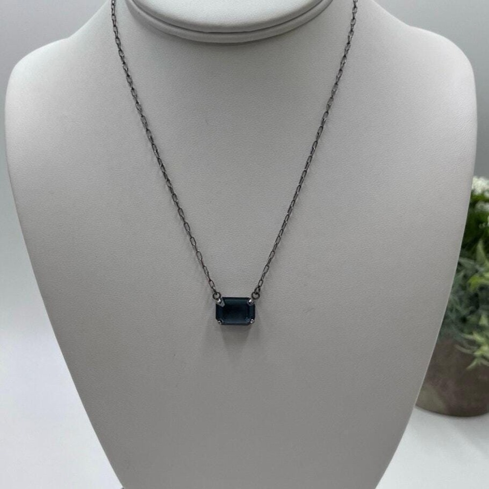 Catherine Popesco La Vie Parisienne Blue Swarovski Antiqued Silver Tone Necklace
